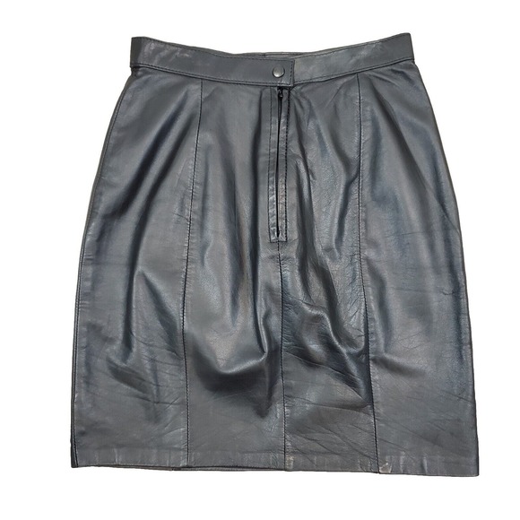 Vintage I.O.U Black Leather Mini Skirt Sz 7 / 8 - Picture 2 of 9